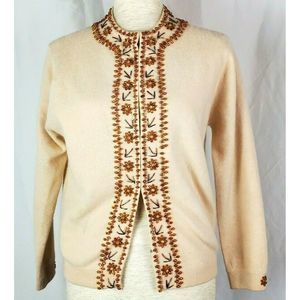 Vintage Harilela's Lambs Wool Hand Beaded Sweater